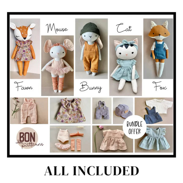 Bundle : Fawn + Cat + Mouse + Bunny + Fox Patterns (+Clothes)